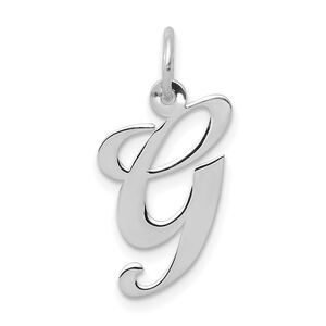 14k White Gold, Ella Collection Medium Fancy Script Initial G Pendant